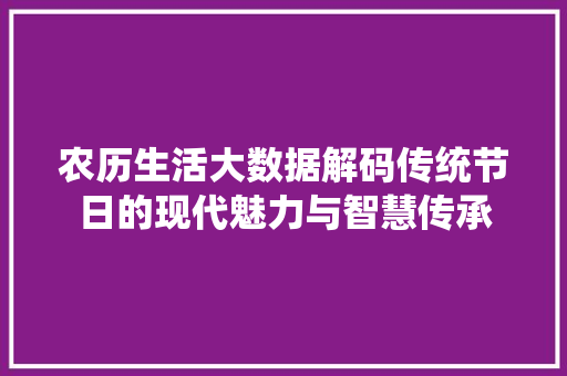 农历生活大数据解码传统节日的现代魅力与智慧传承