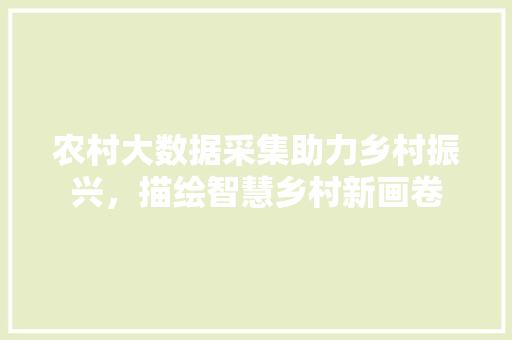 农村大数据采集助力乡村振兴，描绘智慧乡村新画卷