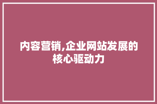 内容营销,企业网站发展的核心驱动力