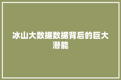 冰山大数据数据背后的巨大潜能