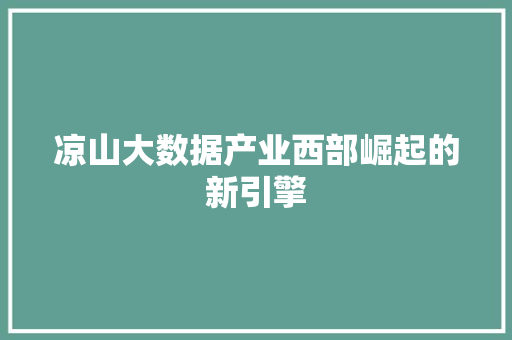 凉山大数据产业西部崛起的新引擎