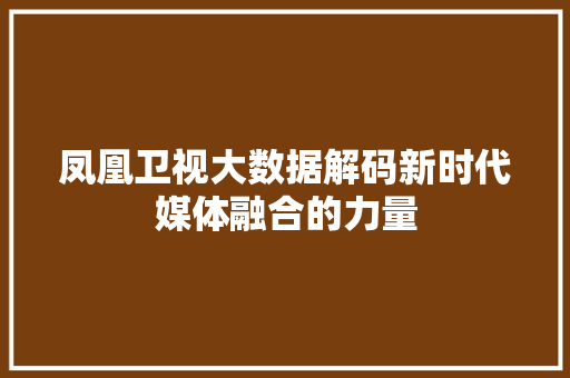 凤凰卫视大数据解码新时代媒体融合的力量