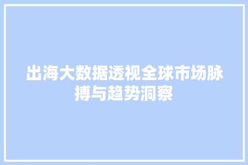 出海大数据透视全球市场脉搏与趋势洞察