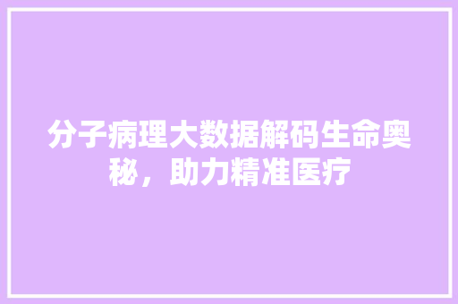 分子病理大数据解码生命奥秘，助力精准医疗