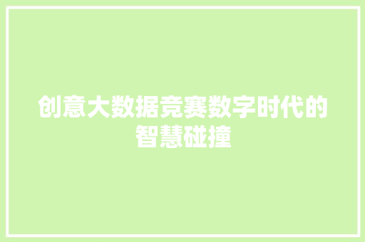 创意大数据竞赛数字时代的智慧碰撞