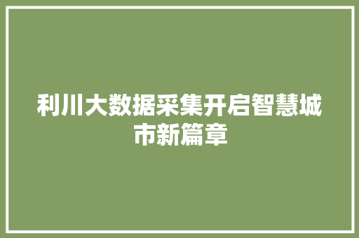 利川大数据采集开启智慧城市新篇章