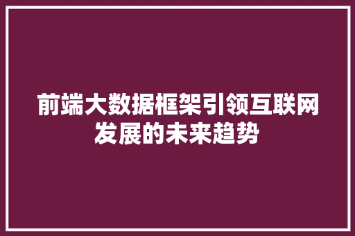 前端大数据框架引领互联网发展的未来趋势