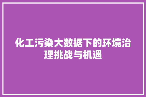 化工污染大数据下的环境治理挑战与机遇