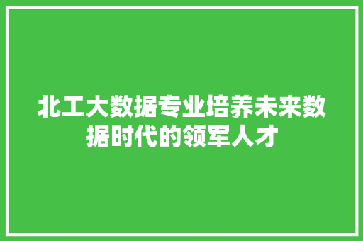 北工大数据专业培养未来数据时代的领军人才