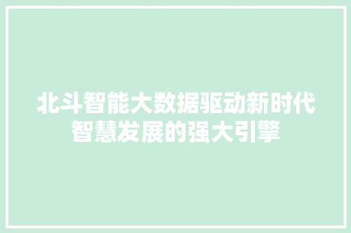 北斗智能大数据驱动新时代智慧发展的强大引擎