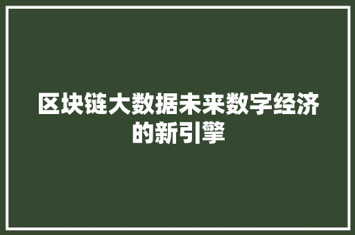 区块链大数据未来数字经济的新引擎