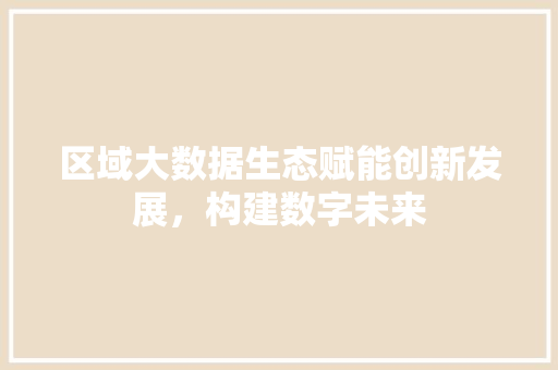 区域大数据生态赋能创新发展，构建数字未来