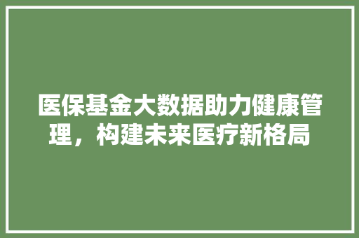 医保基金大数据助力健康管理，构建未来医疗新格局