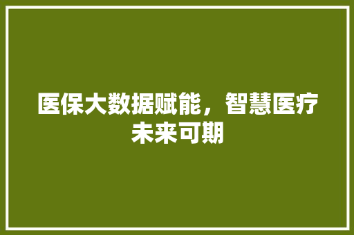 医保大数据赋能，智慧医疗未来可期