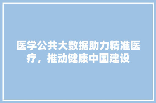 医学公共大数据助力精准医疗，推动健康中国建设