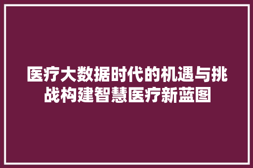 医疗大数据时代的机遇与挑战构建智慧医疗新蓝图