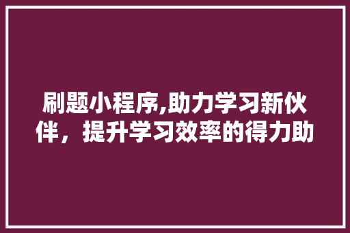 刷题小程序,助力学习新伙伴，提升学习效率的得力助手