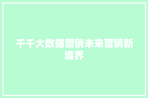 千千大数据营销未来营销新境界 SEO教程