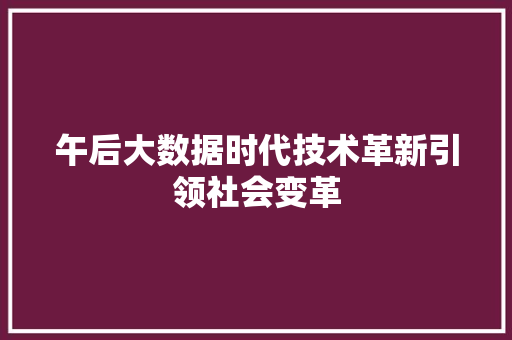 午后大数据时代技术革新引领社会变革