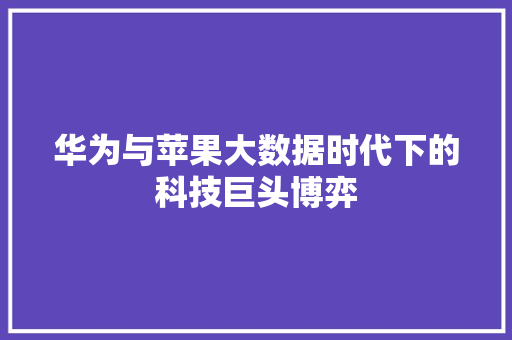 华为与苹果大数据时代下的科技巨头博弈