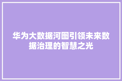 华为大数据河图引领未来数据治理的智慧之光