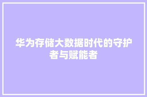 华为存储大数据时代的守护者与赋能者