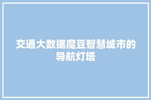 交通大数据魔豆智慧城市的导航灯塔