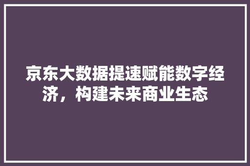 京东大数据提速赋能数字经济，构建未来商业生态