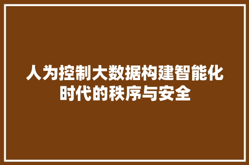 人为控制大数据构建智能化时代的秩序与安全