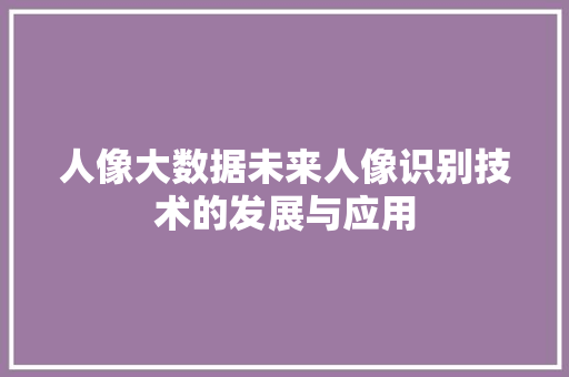 人像大数据未来人像识别技术的发展与应用