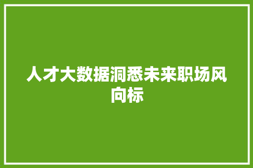 人才大数据洞悉未来职场风向标