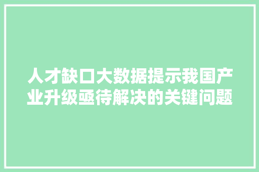 人才缺口大数据提示我国产业升级亟待解决的关键问题 建站教程