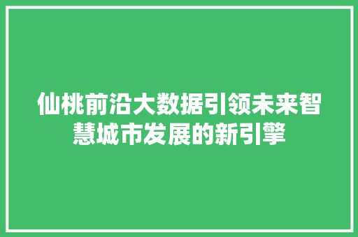 仙桃前沿大数据引领未来智慧城市发展的新引擎