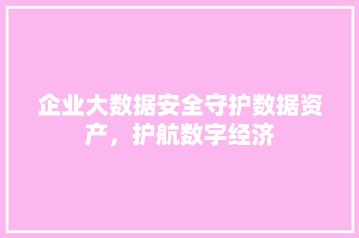 企业大数据安全守护数据资产，护航数字经济