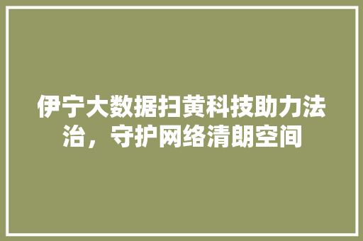 伊宁大数据扫黄科技助力法治，守护网络清朗空间