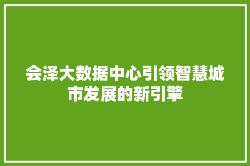 会泽大数据中心引领智慧城市发展的新引擎