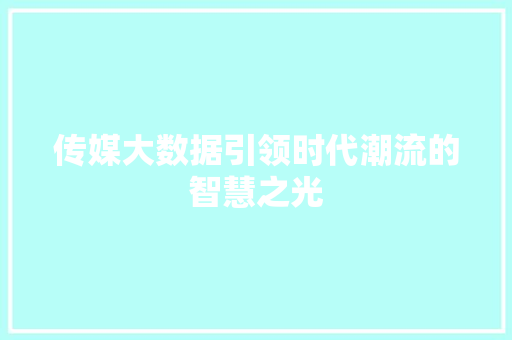 传媒大数据引领时代潮流的智慧之光