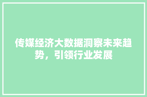 传媒经济大数据洞察未来趋势，引领行业发展