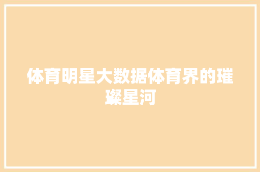 体育明星大数据体育界的璀璨星河