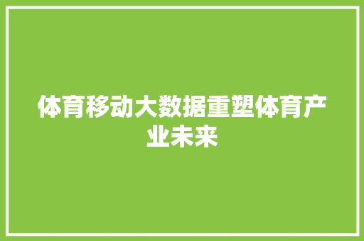 体育移动大数据重塑体育产业未来