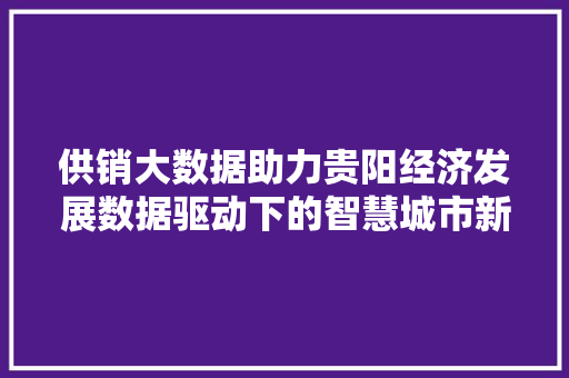 供销大数据助力贵阳经济发展数据驱动下的智慧城市新篇章