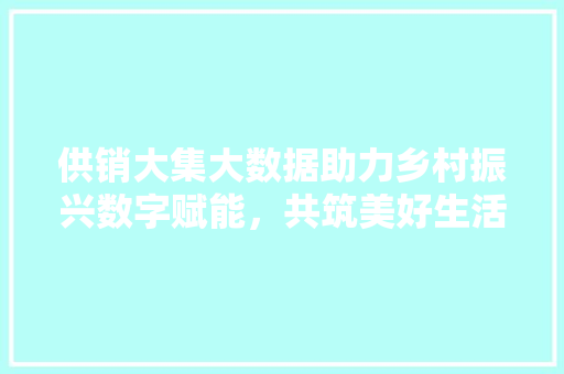 供销大集大数据助力乡村振兴数字赋能，共筑美好生活