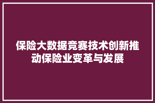 保险大数据竞赛技术创新推动保险业变革与发展