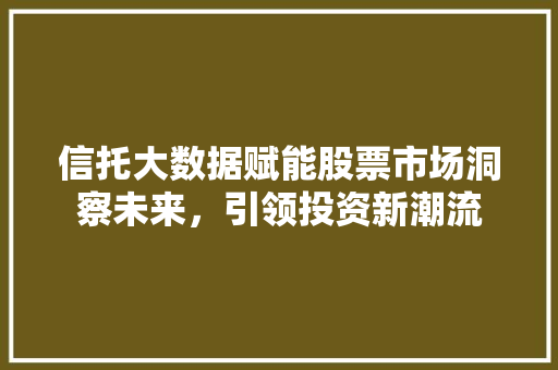 信托大数据赋能股票市场洞察未来，引领投资新潮流