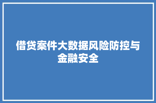 借贷案件大数据风险防控与金融安全