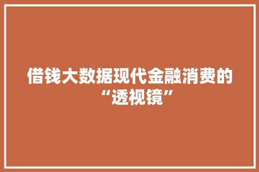 借钱大数据现代金融消费的“透视镜”