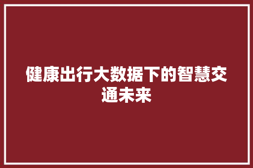 健康出行大数据下的智慧交通未来