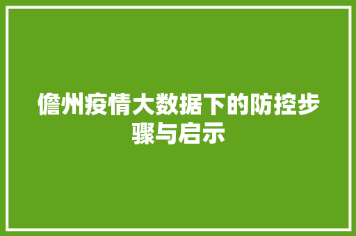 儋州疫情大数据下的防控步骤与启示