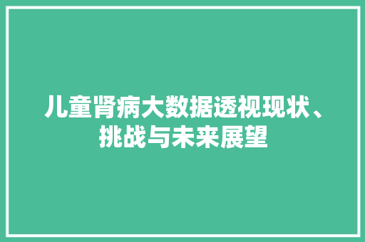 儿童肾病大数据透视现状、挑战与未来展望
