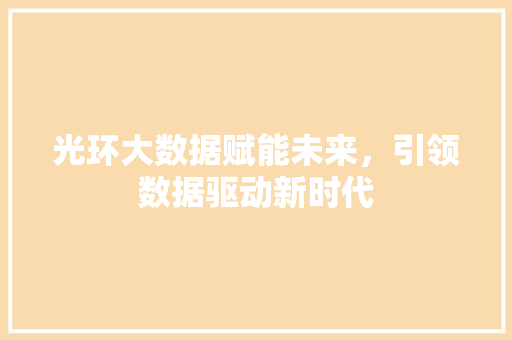光环大数据赋能未来，引领数据驱动新时代